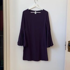 Brazilian dark purple dress with flaring sleeve